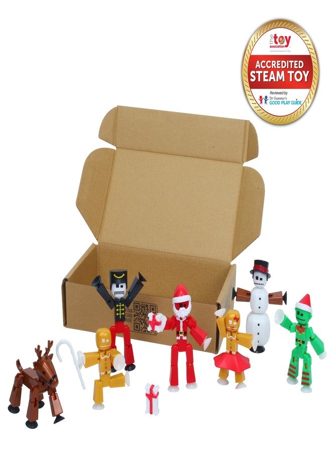 Zing StikBot Christmas Crew Pack - Includes 7 StikBots and 1 Set of Accessories, New Christmas Themed Stop Motion Animation Toy Set - Image 2
